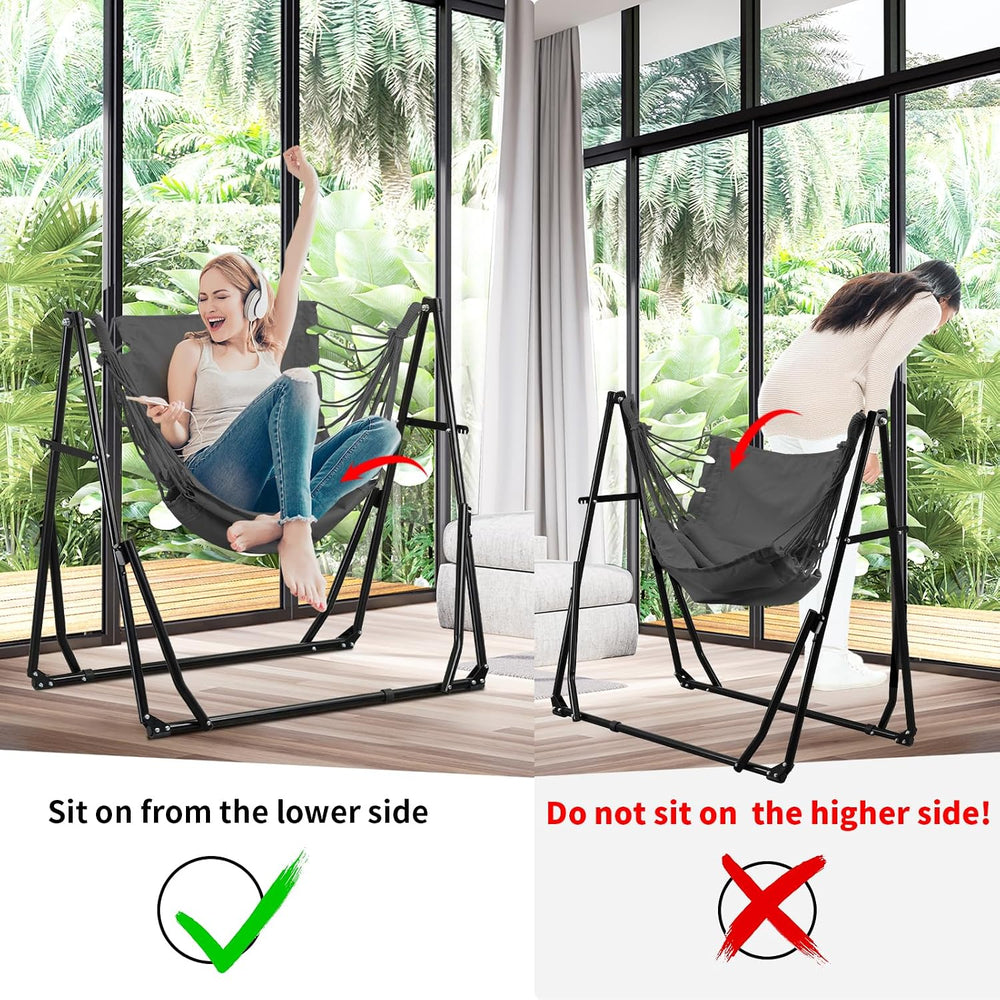 2 in 1 Hammock with Stand, Outdoor Hammock Swing Chair with Portable Heavy Du...