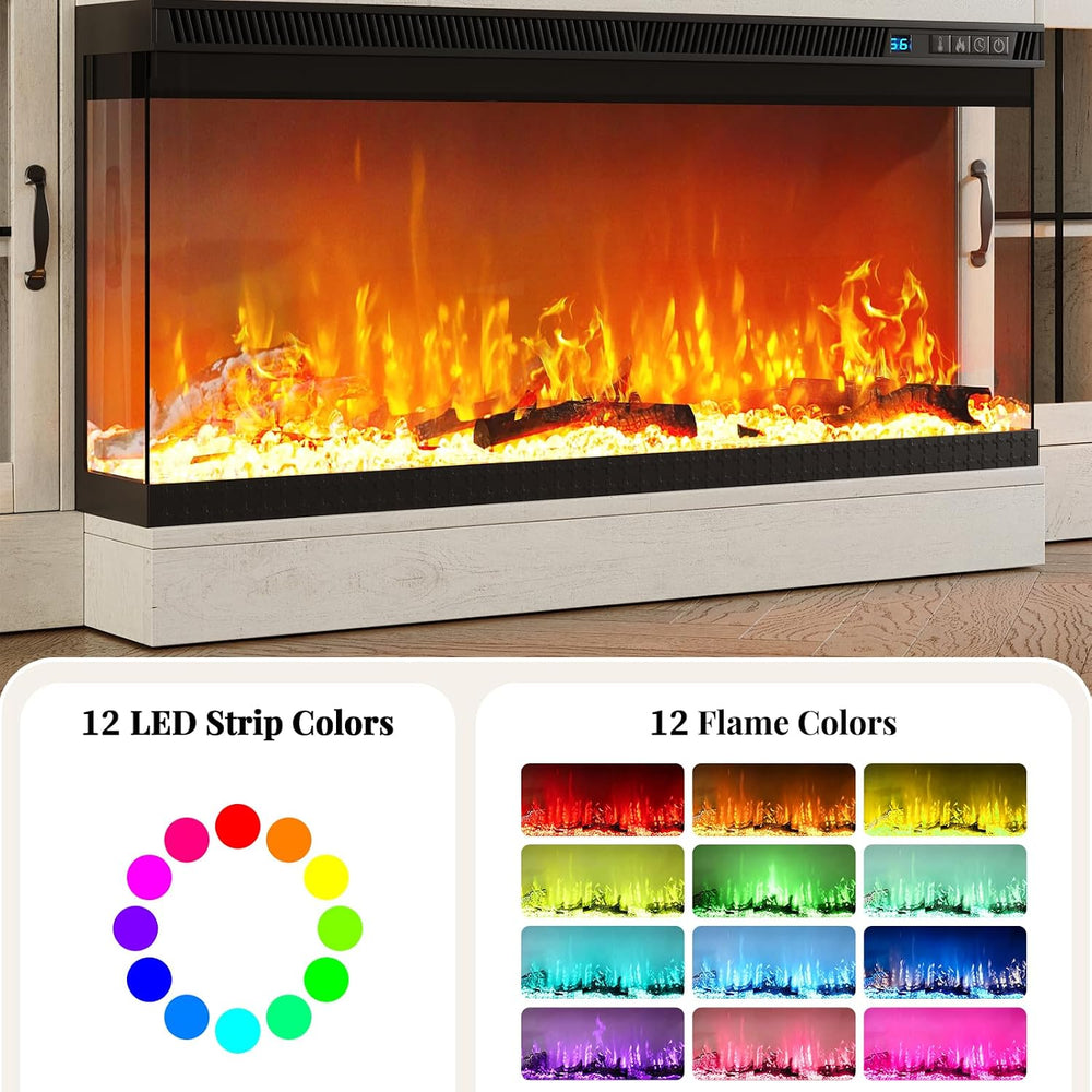 70" Fireplace TV Stand for TVs Up to 80" & Adjustable Shelves, ...