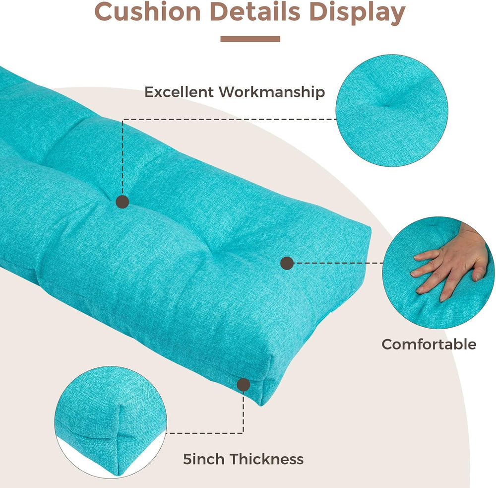 FUNHOME Outdoor Bench Cushion 45x18Inch, Long Seat Pads-Aqua Blue