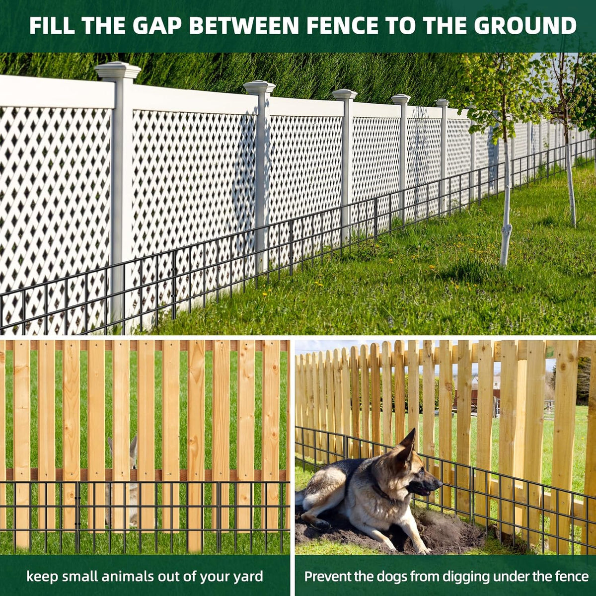 42.5ft(l) x 13in(h) animal barrier fence, 30 panels shown in use