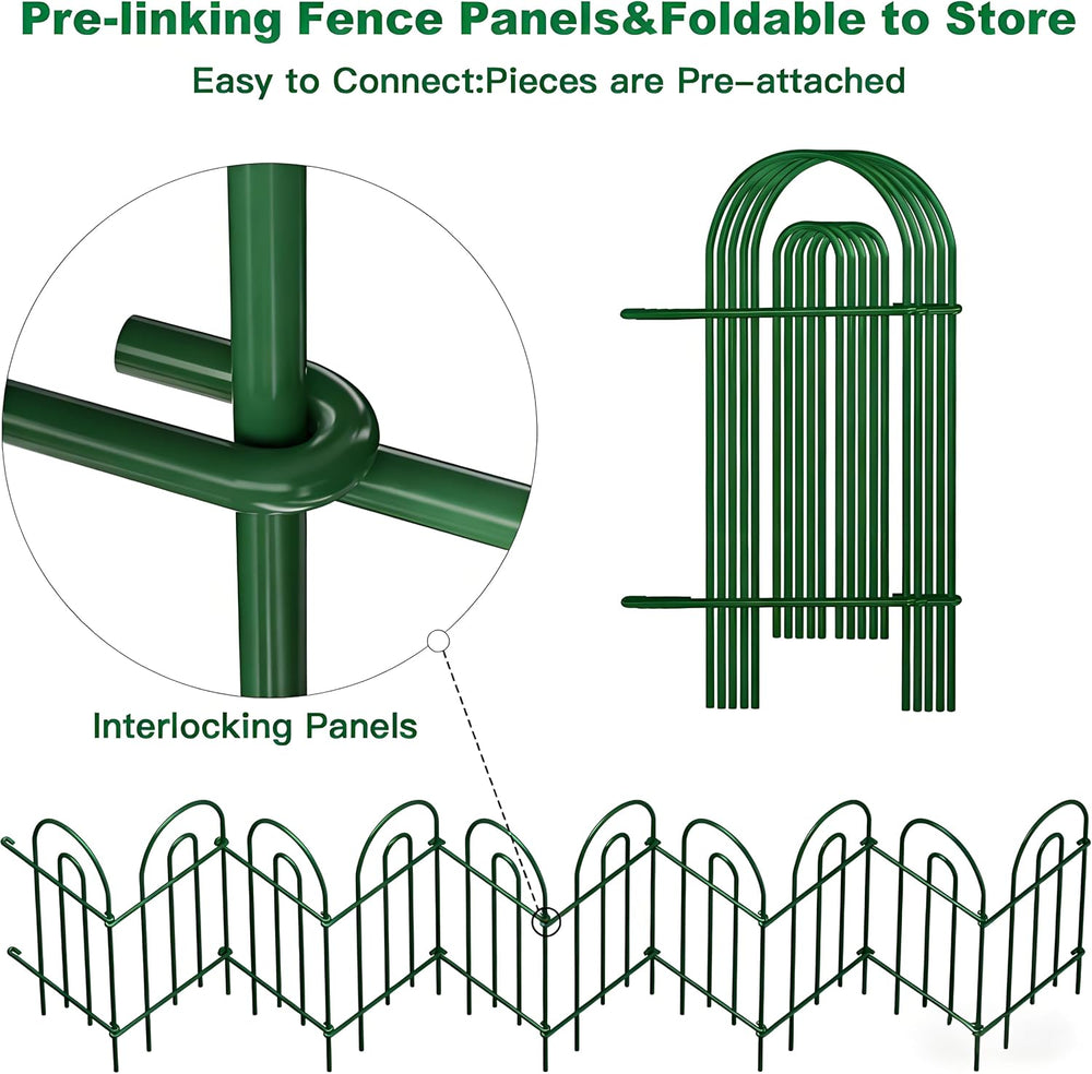 AMAGABELI 14 Panels 32in(H)×20ft(L) Decorative Garden Fence No Dig Rustproof ...