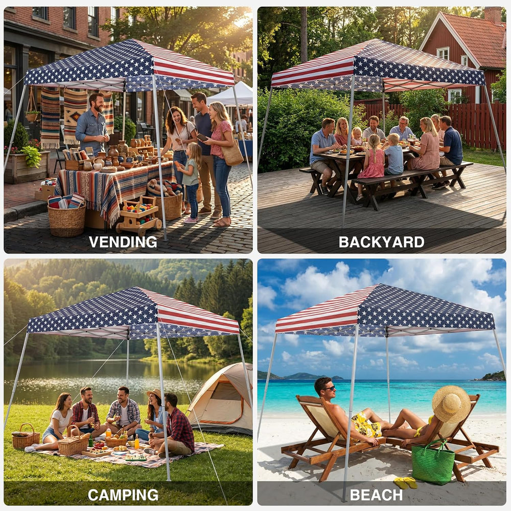 11 x 11 FT Pop Up Canopy Tent, Outdoor Easy Setup Instant Canopy, Flag