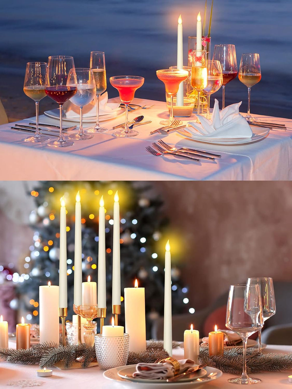 Treela 72 Pcs Flameless LED Taper Candles Bulk 11 Inch,Classic,Ivory