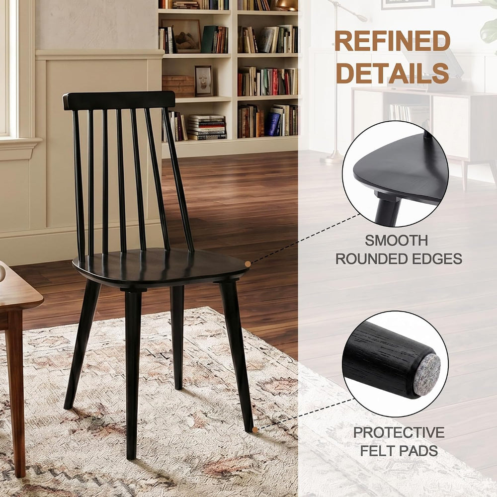 DUHOME Dining Chairs Set of 4 Wood Dining Room Chair Black Spindle Side Kitch...