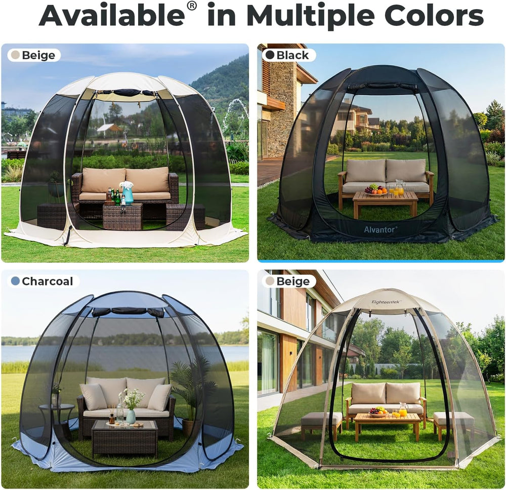 Alvantor® Pop Up Screen House Tent 10x10 FT, Snap-fit Black Mesh Screen Gazeb...