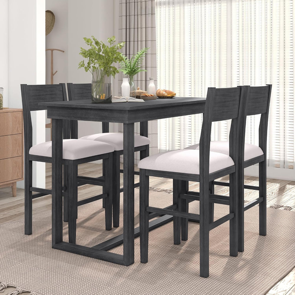 LUMISOL Small Breakfast Table Set for 4, 5-Piece Kitchen Table Set with Uphol...