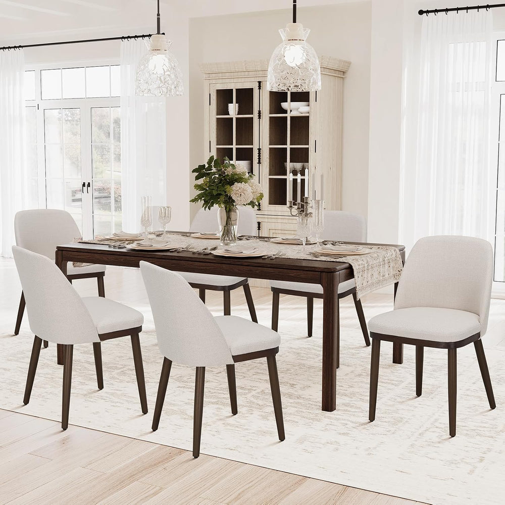 COLAMY Upholstered Dining Chairs Set of 6, Modern Kitchen Chairs with Back, F...