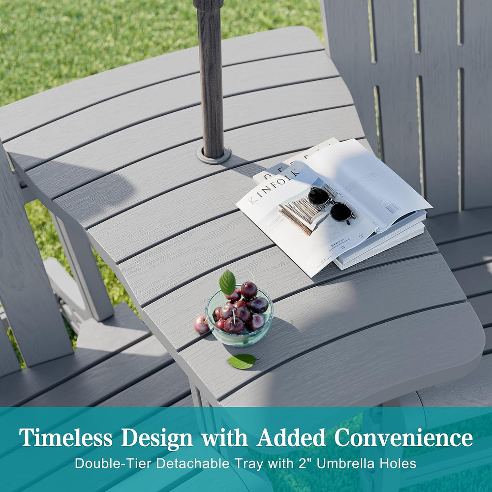 JY QAQA Outdoor Adirondack Chair Set of 2, All-Weather HDPE Patio Furniture w...
