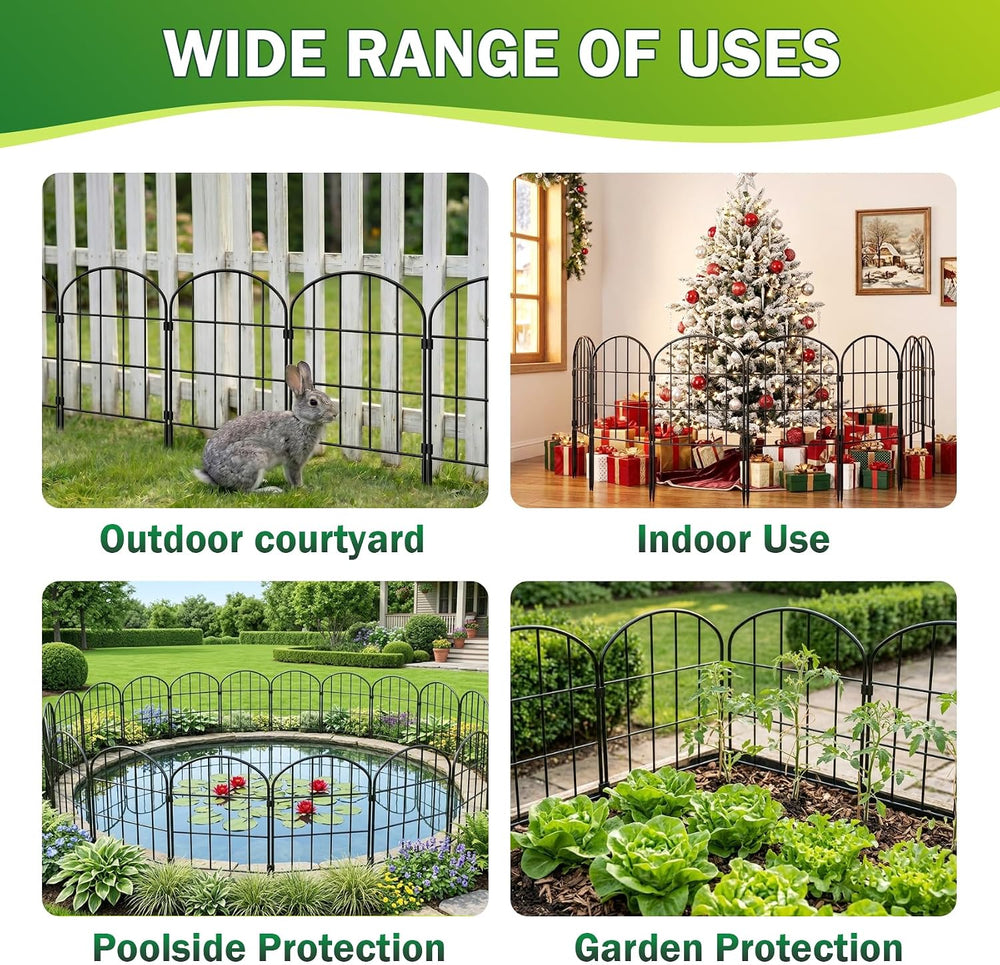 20.58ft (L) x 24in (H) Decorative Garden Fence Panels - Animal Barrier Fence ...