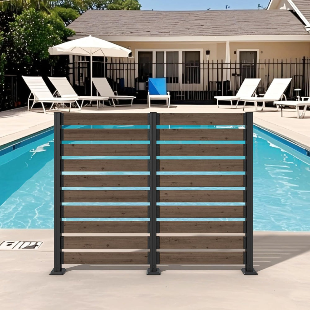 MUPATER 5FT× 6.5FT No-Dig Wood Privacy Screen, Outdoor Screen Panel for Hard ...