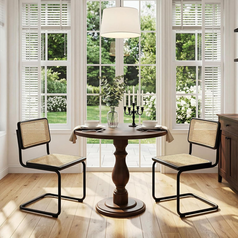 Flouki Rattan Dining Chairs Set of 4, Boho Accent Chairs for Kitchen Room wit...