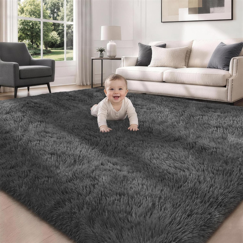 6x9 Area Rugs for Living Room Bedroom,Ultra Soft Fluffy Shag Rug Grey
