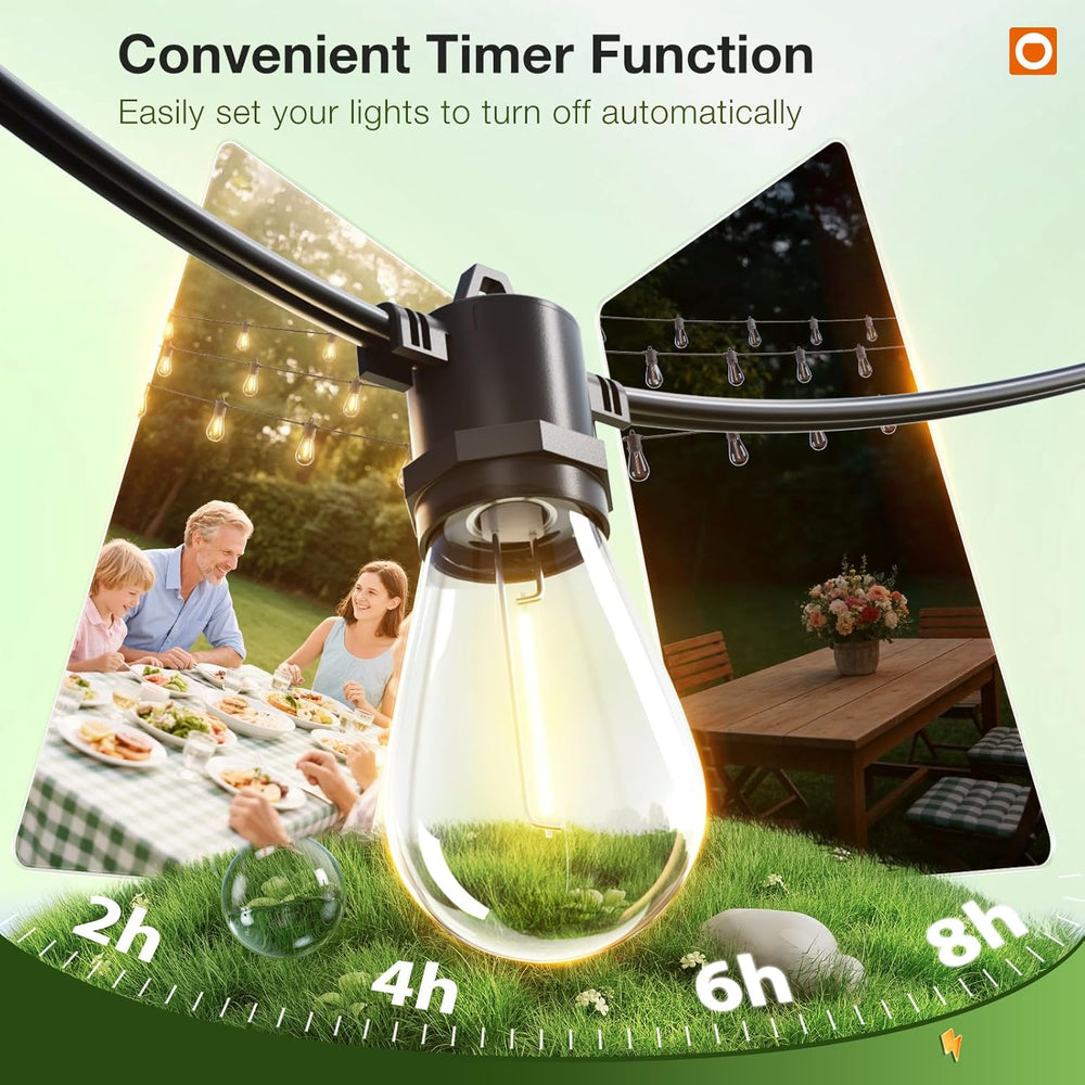 addlon 200FT Outdoor String Lights LED with Remote Dimmable Waterproof