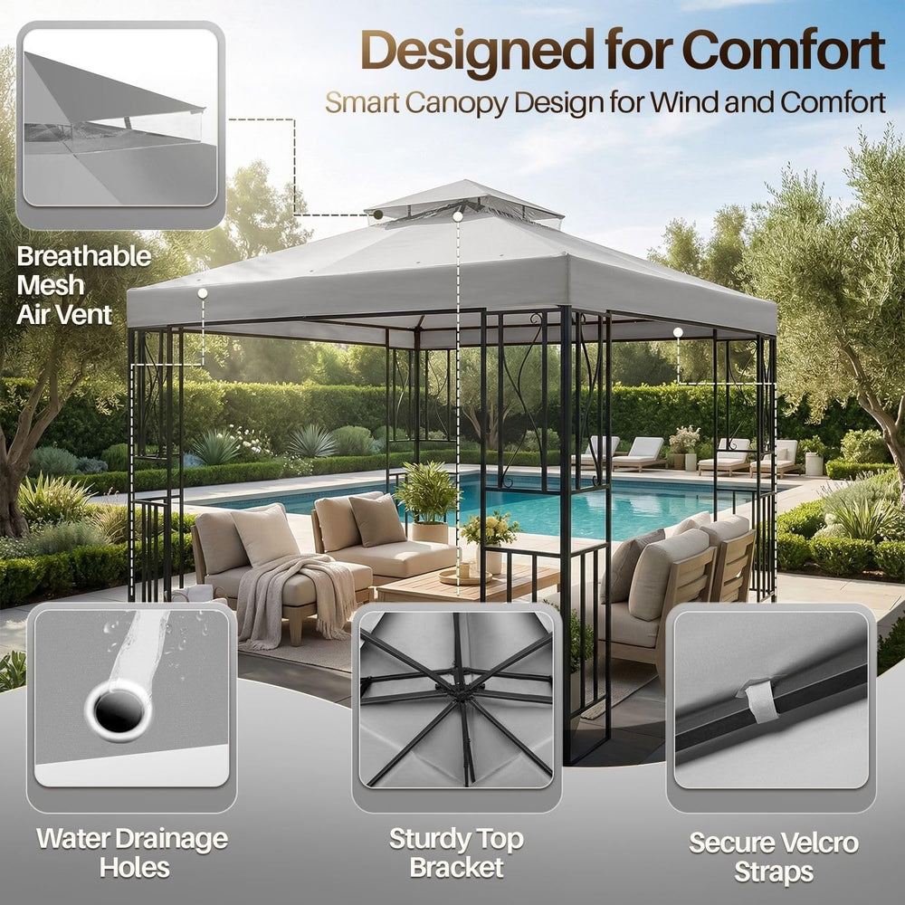 Flexzion Gazebo Cover Replacement Canopy Top 10x10 Ft (3m x 3m) - Double Tier...