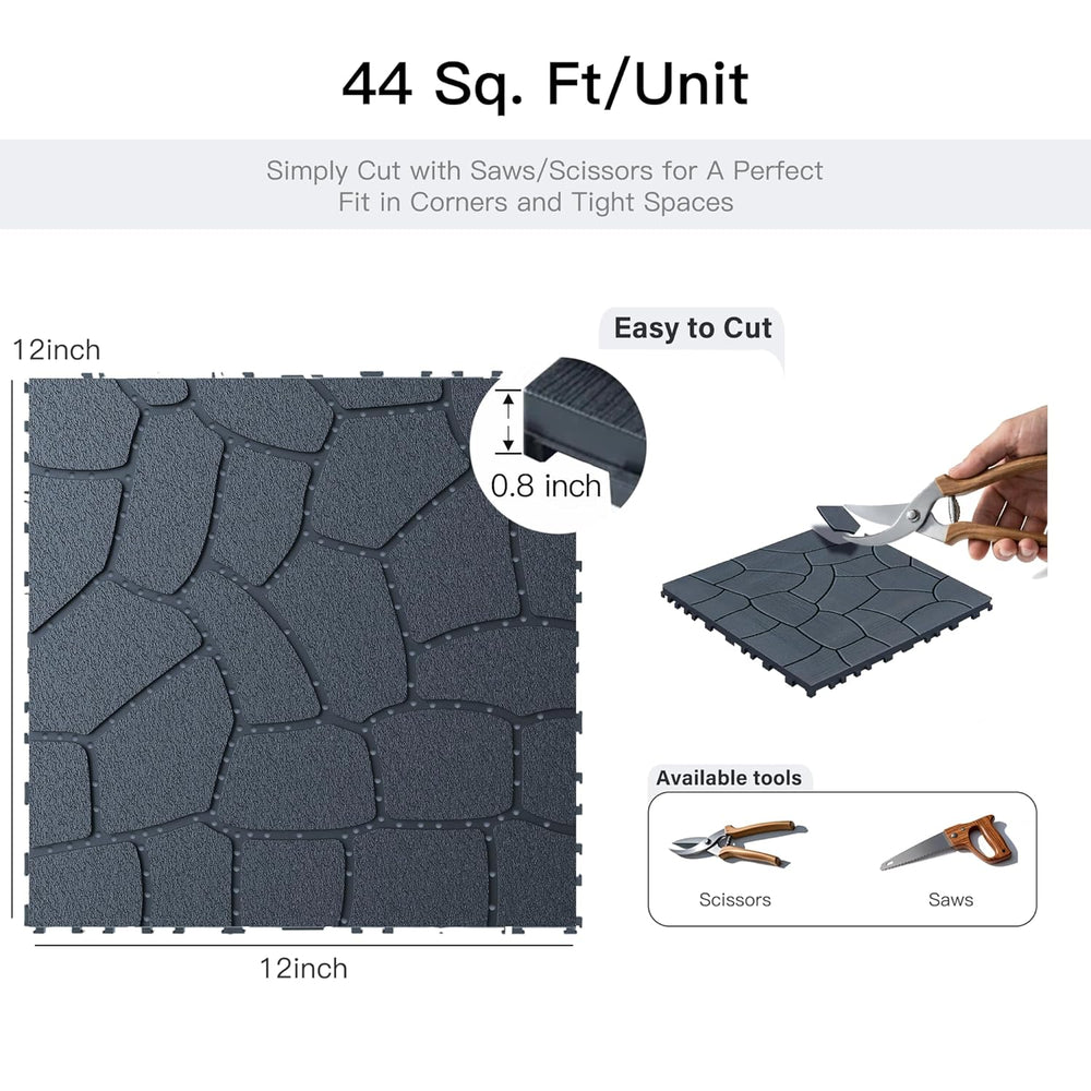Interlocking Deck Tiles 44 Pack, Plastic Outdoor Deck Tiles for Patio, 12&quo...