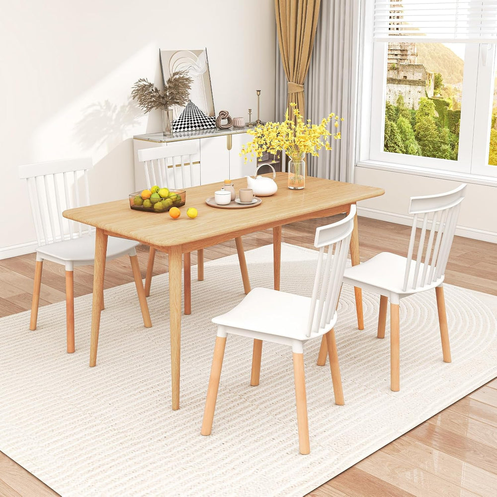 Giantex Set of 4 Windsor Dining Chairs White, Modern Kitchen Chairs w/Spindle...