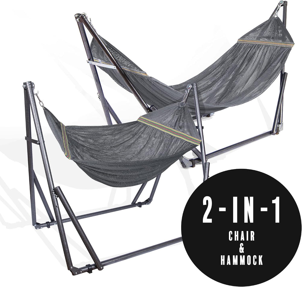 Best Home Fashion 2 in 1 Hammock & Swinging Chair with Collapsible Steel ...