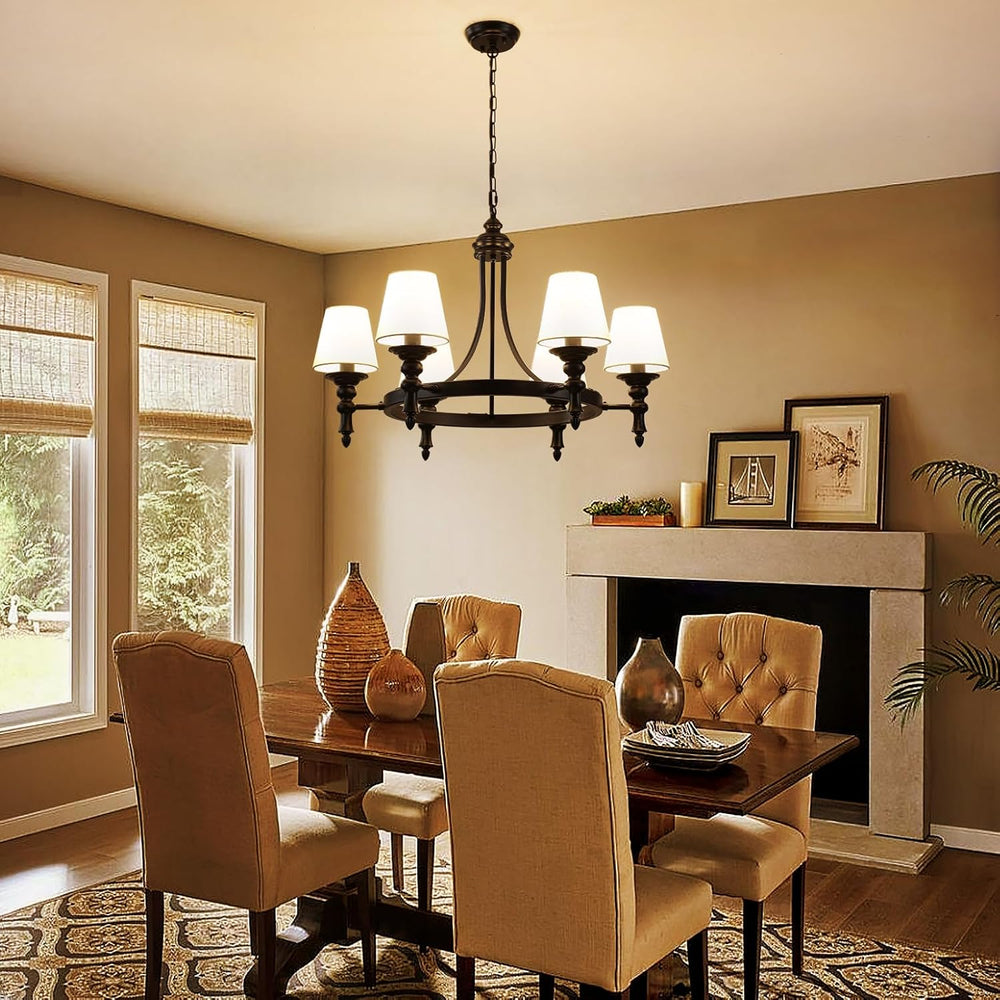 29.9" Black Wagon Wheel Chandelier 6-Light Modern Farmhouse Chandeliers ...