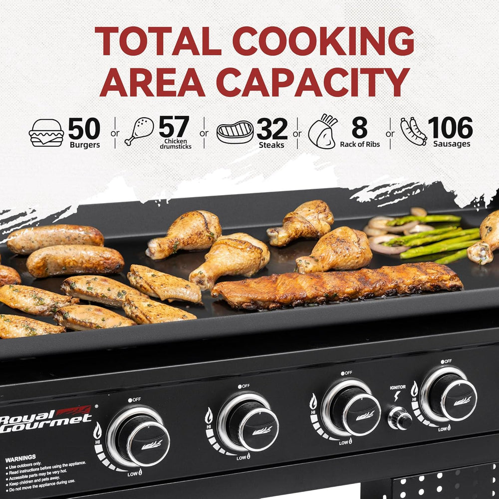 Royal Gourmet GB6000 6 Burner Propane Gas Griddle with Folding Side Tables