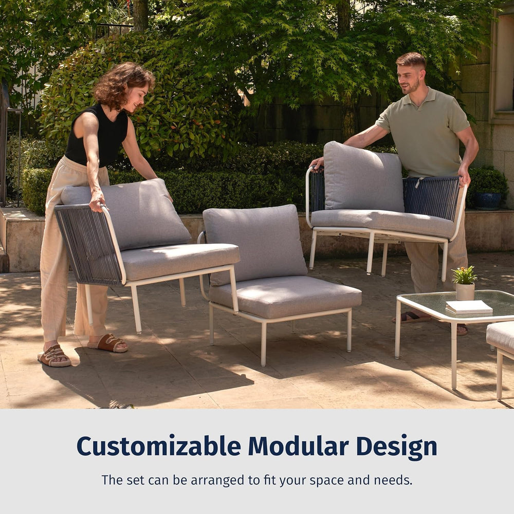 East Oak Montauk Modular 5-Piece Patio Furniture Set, Outdoor Sectional Sofa ...