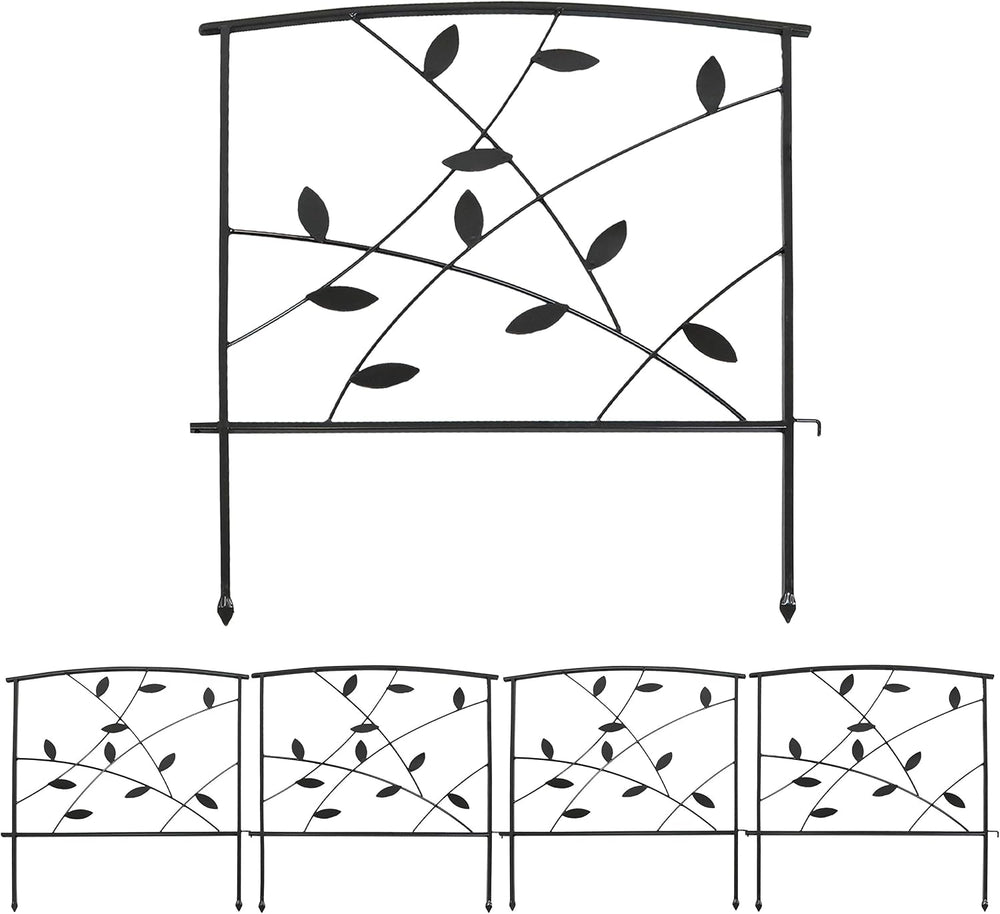 Sunnydaze No Dig Decorative Garden Fence Border, 5 Panels, 10' Total, Black