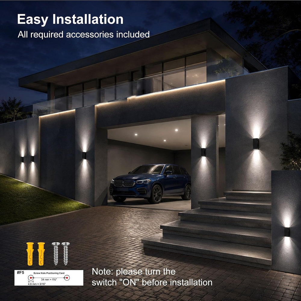 Lacasa 2 Pack Solar Wall Lights Outdoor 2 Colors in 1 Lighting Wall Sconces