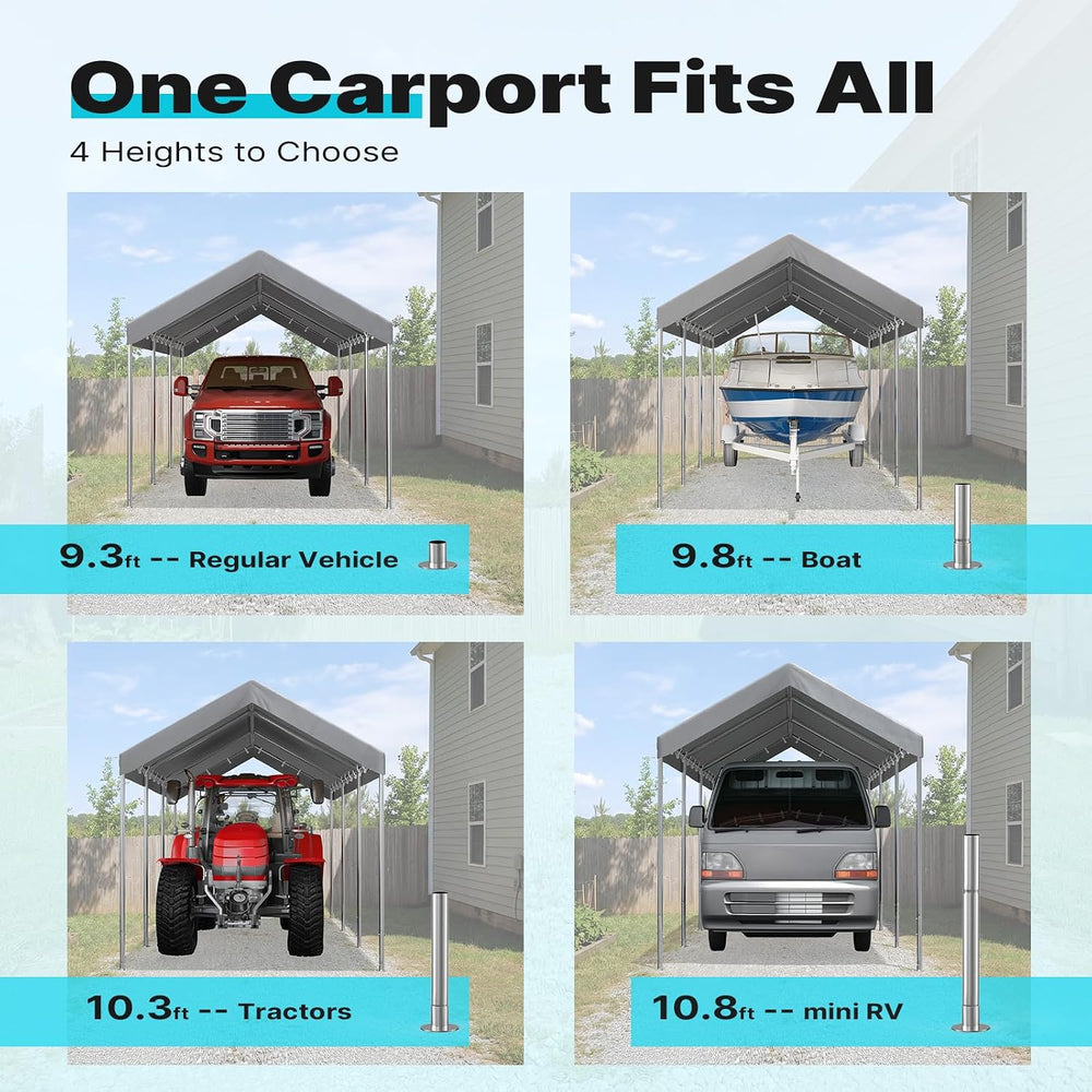 ADVANCE OUTDOOR 10x20 ft Heavy Duty Carport Potable Car Canopy Garage Party T...