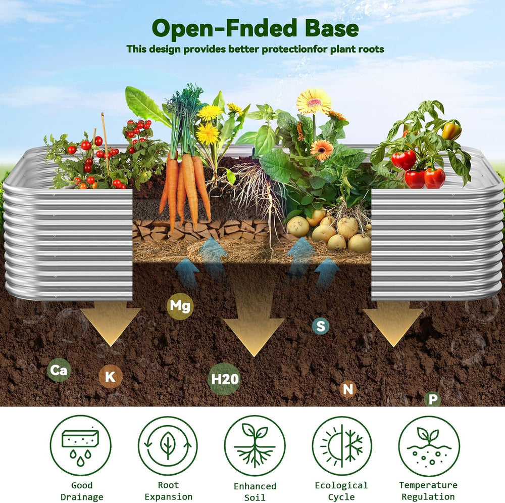 2 Pack Tall 8FT Corrugated Galvanized Steel Raised Garden Bed Outdoor, Metal ...