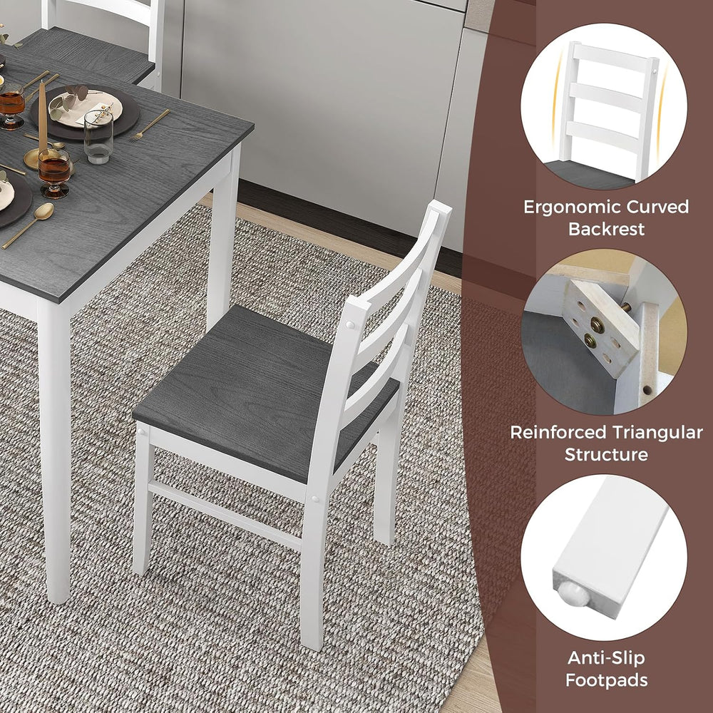 GOFLAME 5 Piece Dining Table Set for 4, Farmhouse Kitchen Table and 4 Chairs ...
