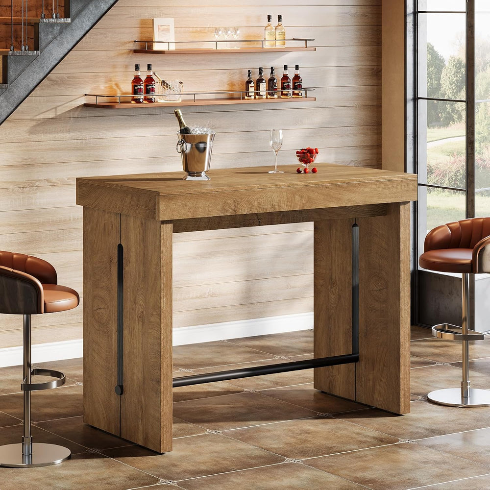 Tribesigns Bar Table, 41.3" Counter Height Pub Table with Metal Footrest...