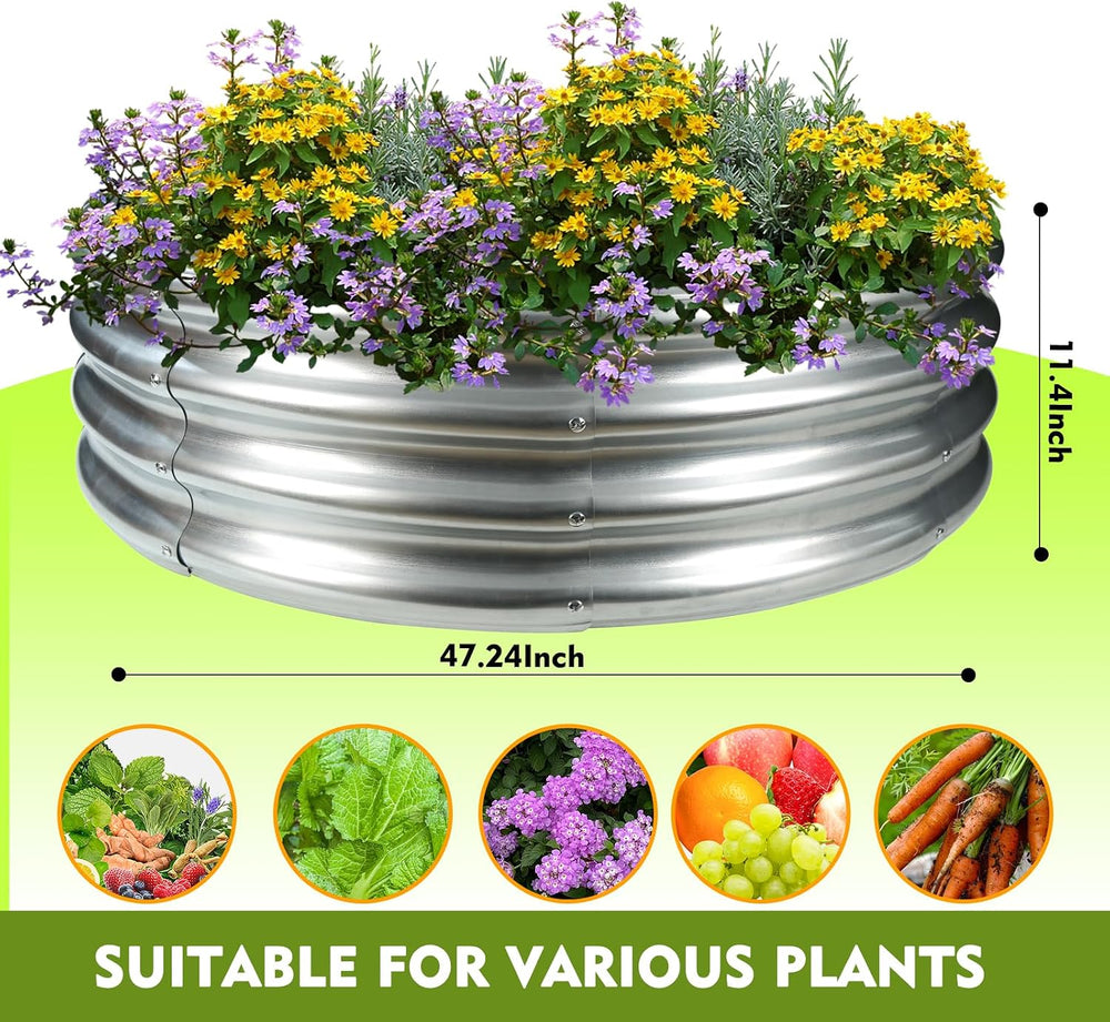 TBMLC 48" Round Galvanized Steel Fire Ring Pit/Raised Garden Bed Kit