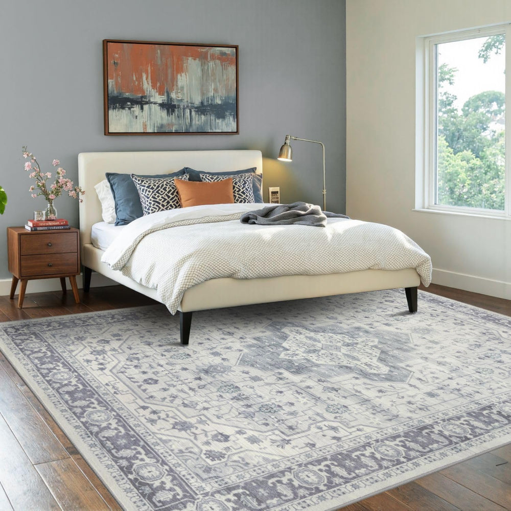 Rugxara 5X7 Washable Area Rug for Living Room, Bedroom,Blue Quartz