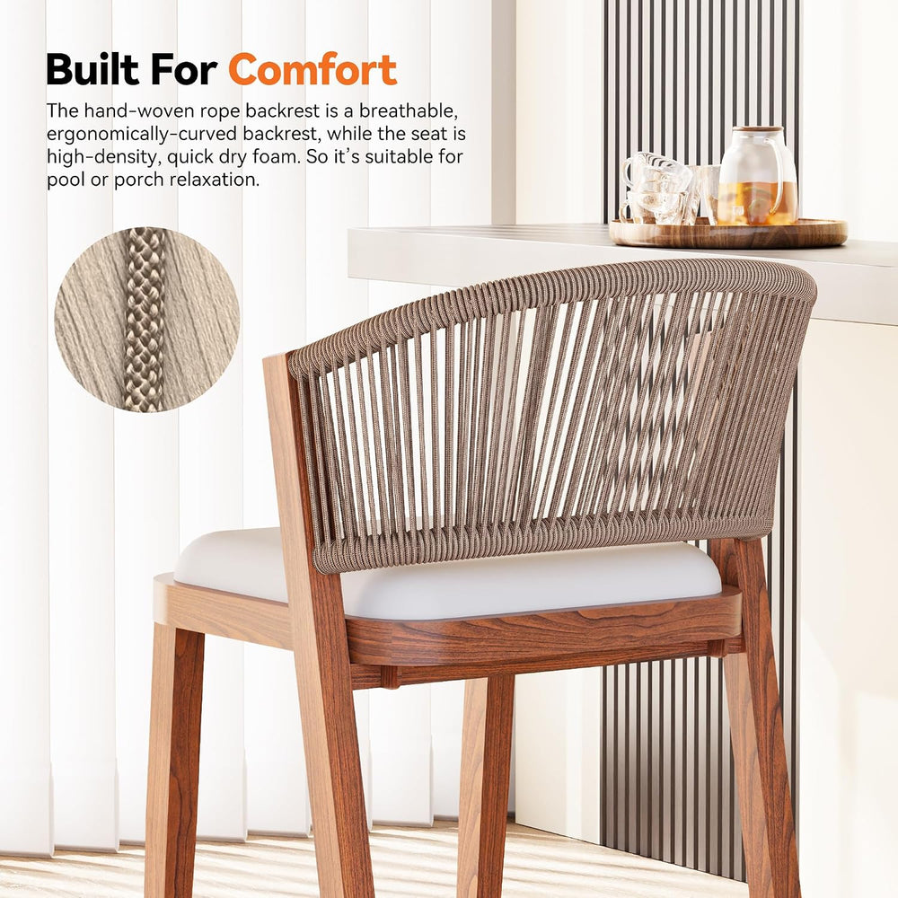 Modern Shade Chatham Outdoor Counter Height Bar Stool Set of 2 with Rope Wove...