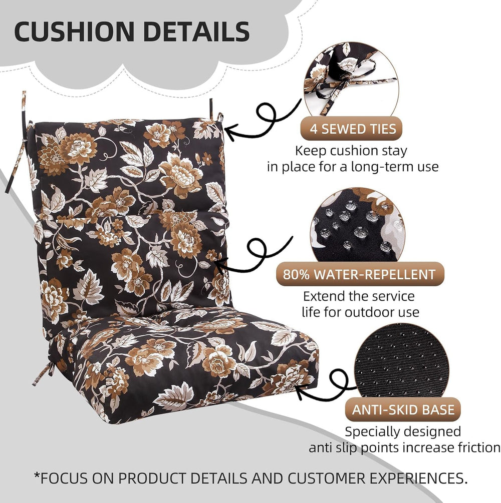 High Back Chair Cushion, 44" x 21" UV Resistant & Water-Rpellen...
