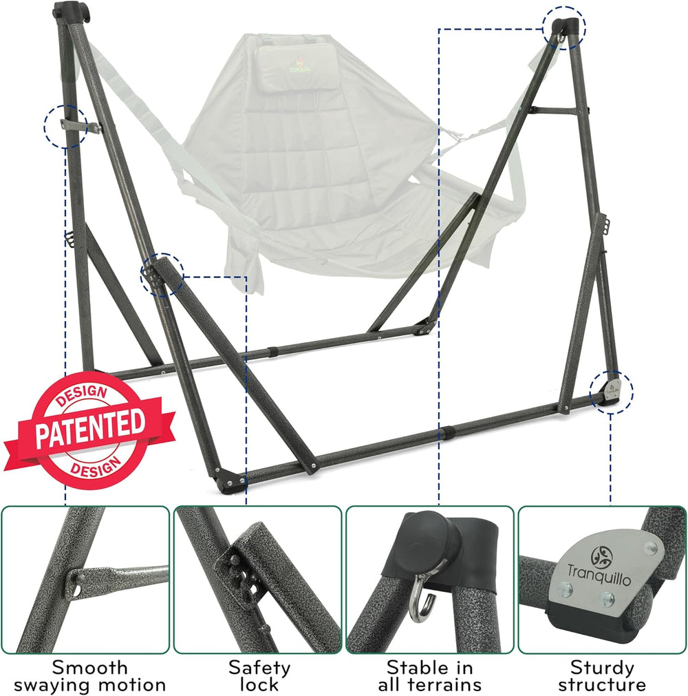 Tranquillo 2 in 1 Hammock and Swinging Chair with Collapsible Steel Stand &am...