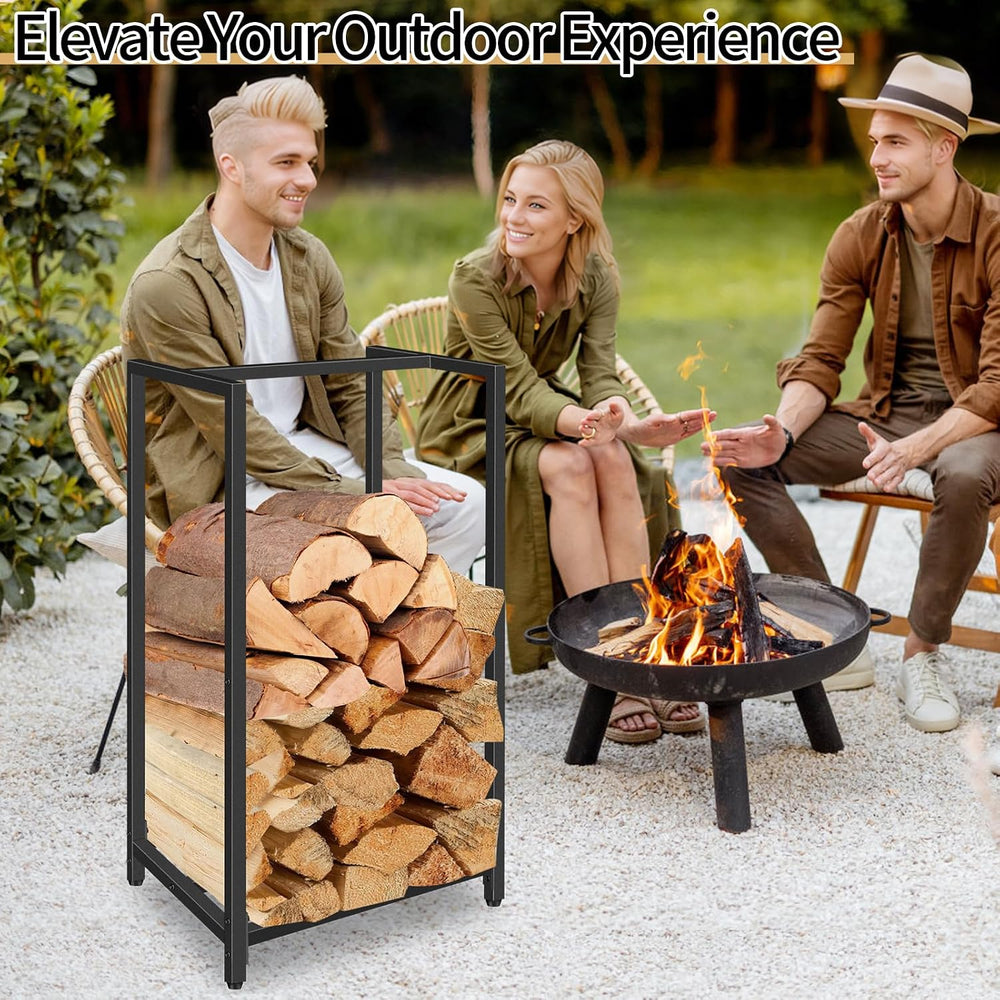 Lilybud--lily Firewood Rack Indoor Outdoor, 30” Tall Firewood Holder Metal Sm...