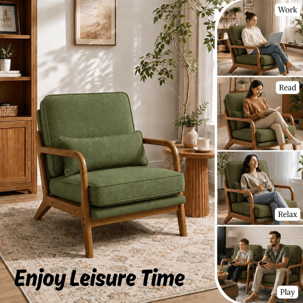 Karl home Mid-Century Modern Accent Reading Chair, Green