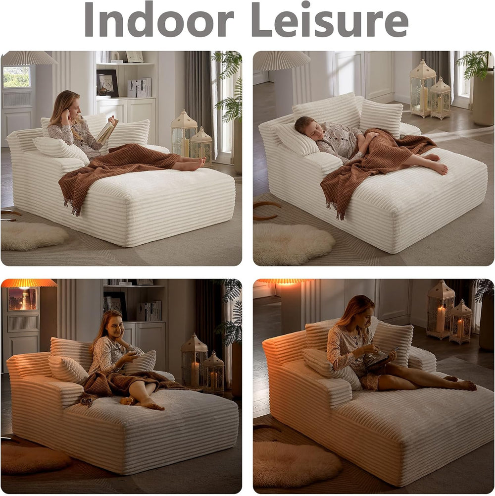 67 Inch Oversized Chaise Lounge Sofa Chair Indoor with 2 Pillows & Armres...