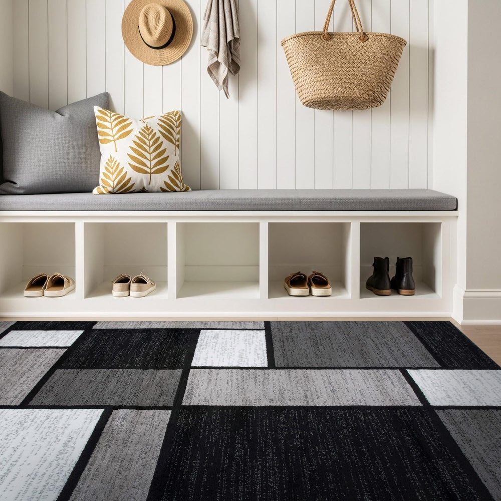 Rugshop Modern Boxes Contemporary Living Room Area Rug Gray 3'3" x 5...