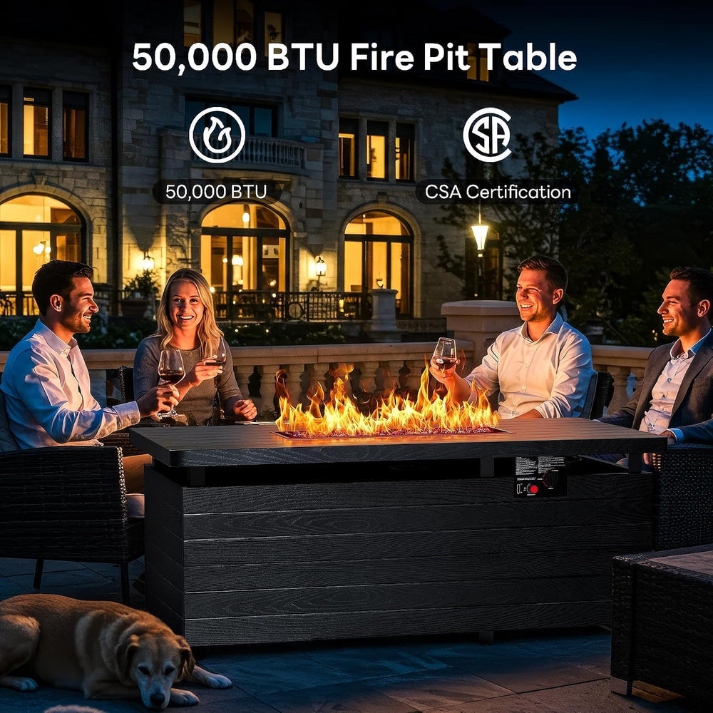 51” Outdoor Propane Fire Pit Table, 50000 BTU 4-in-1 Gas Fire Pits, Gray
