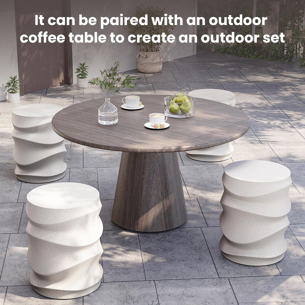 SUNBURY Outdoor Side Table, 18" H Round Concrete End Table Streamlined