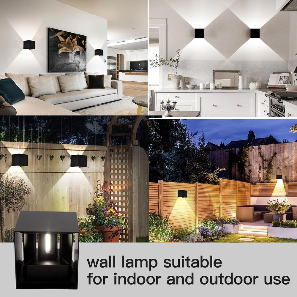 Mille Lucciole 12W 2Pack Outdoor Wall Lights Exterior/Interior,LED Black Outd...