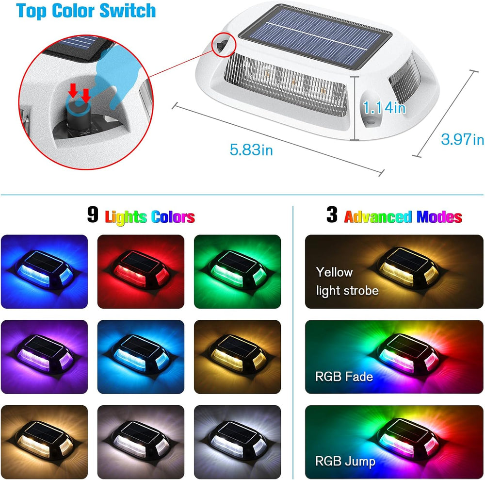 VOLISUN Solar Driveway Lights Dock Deck Lights 12 Pack,9 Colors in 1 Led IP67...