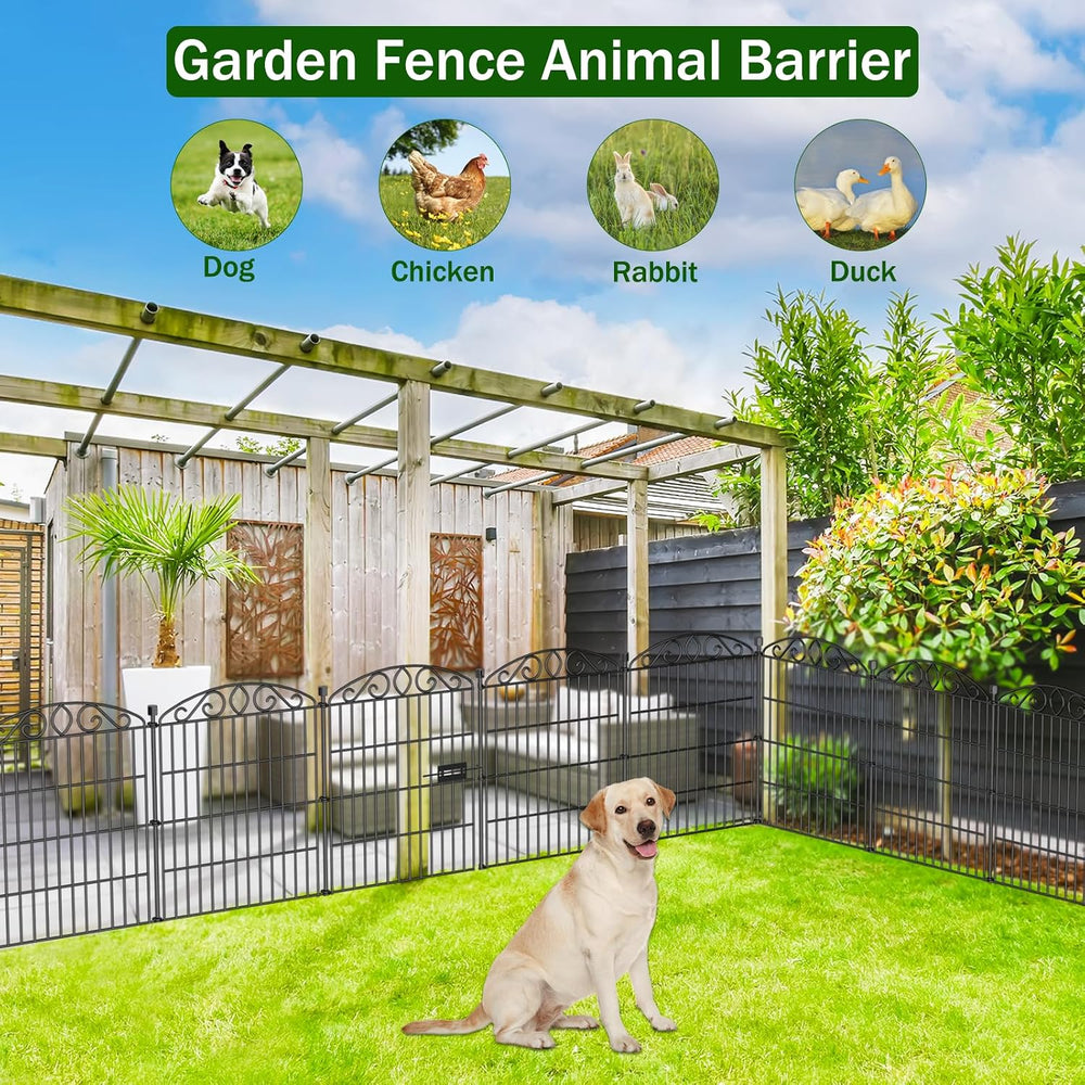 12 Panel No Dig Decorative Garden Fence with Gate 30" H x 22.72'L fo...