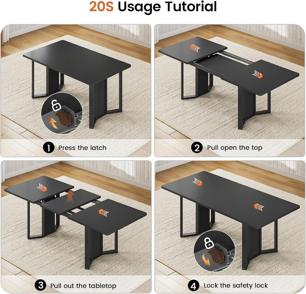 Itaar 5-Piece Dining Table Set for 4-6 People, 63" Extendable Kitchen Ta...