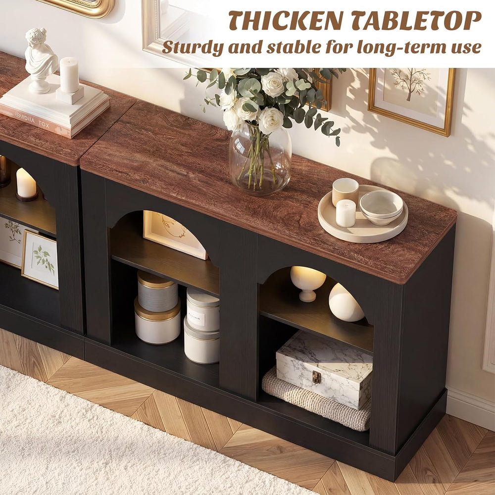 Unikito 94" Long Arched Console Table with LED Light & Adjustable Shelf
