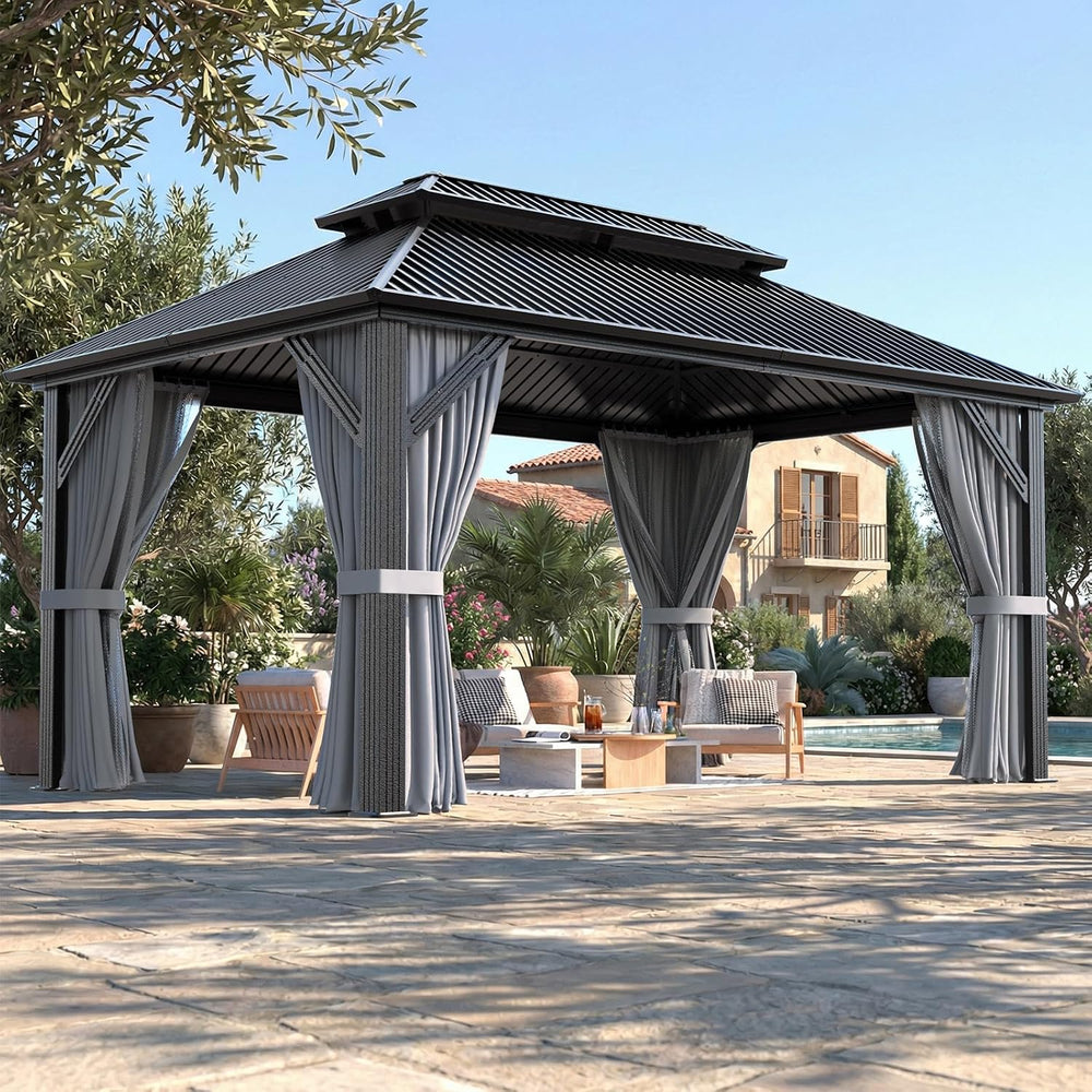 Polar Aurora 10'x14' Aluminum Gazebo Grey