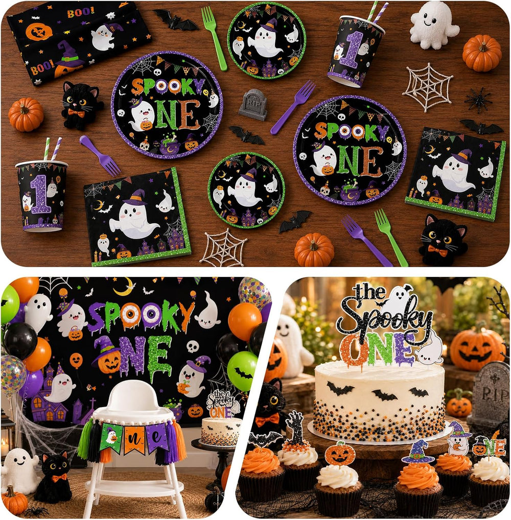Halloween Spooky One Party Decorations Black Purple Halloween 1st Birthday