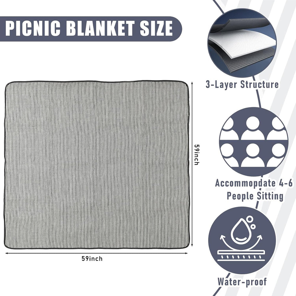 Teenyyou 35L Large Insulated Picnic Basket with Blankets Kit Shopping Basket ...