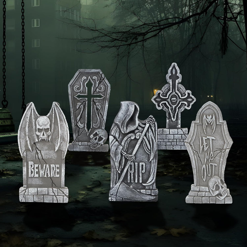 JOYIN 17" Halloween Decorations Outdoor Tombstones, 5 Pack Halloween Gra...